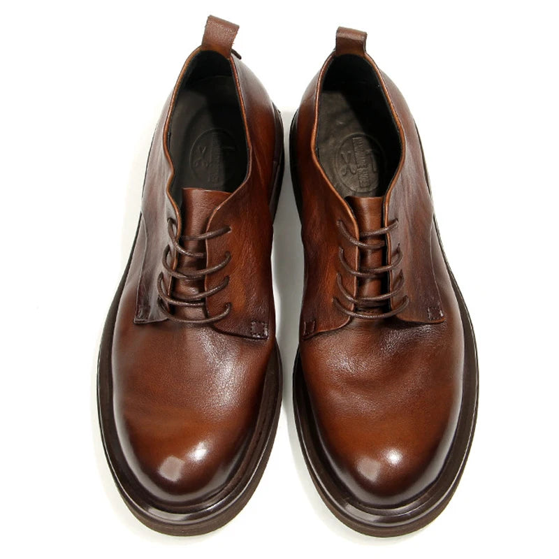 Soft Leather Mens Formal Shoes Luxury Quality Comfortable Brand Handmade Retro Genuine Leather Daily Wedding Social Shoes Male