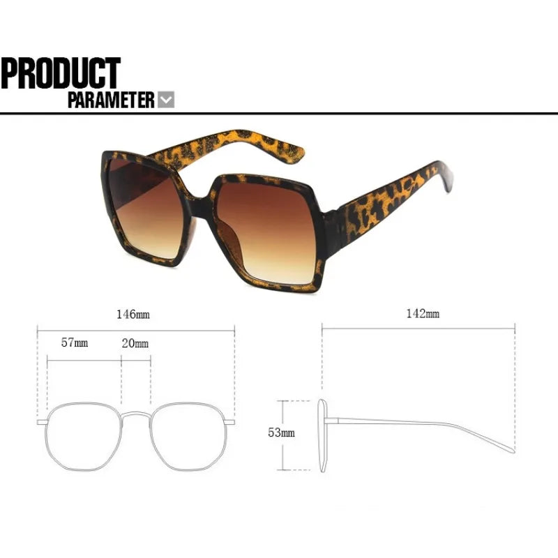 Plastic Oversized Square Sunglasses — Multicolor | KIMLUD