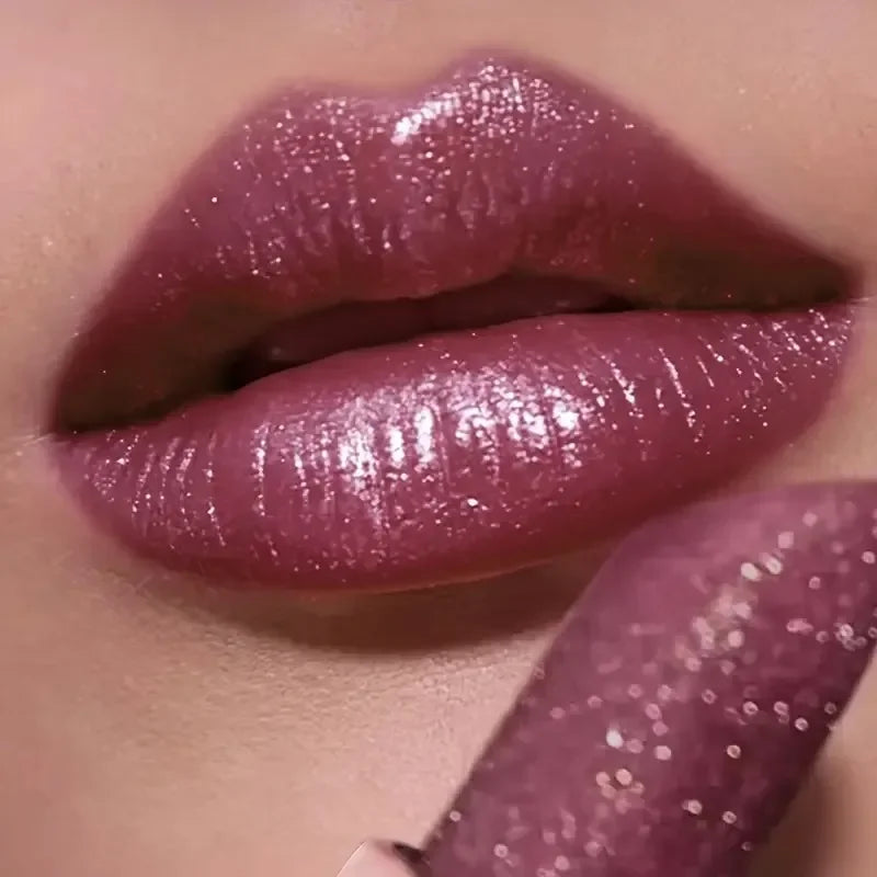 Glitter Pearlescent Lipstick, Waterproof Long Lasting Lip Color, Hydrating Plump Lips for Daily & Party Makeup