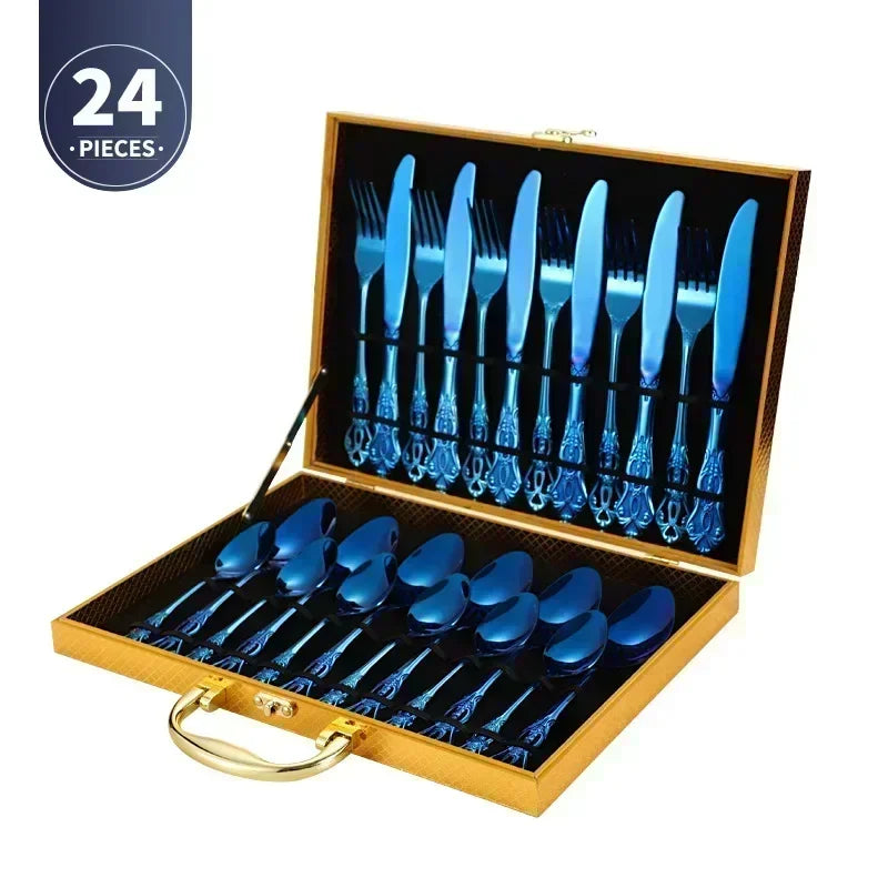Gold-Plated Stainless Steel Cutlery Set Royal European Spoon Fork Collection — Golden | KIMLUD