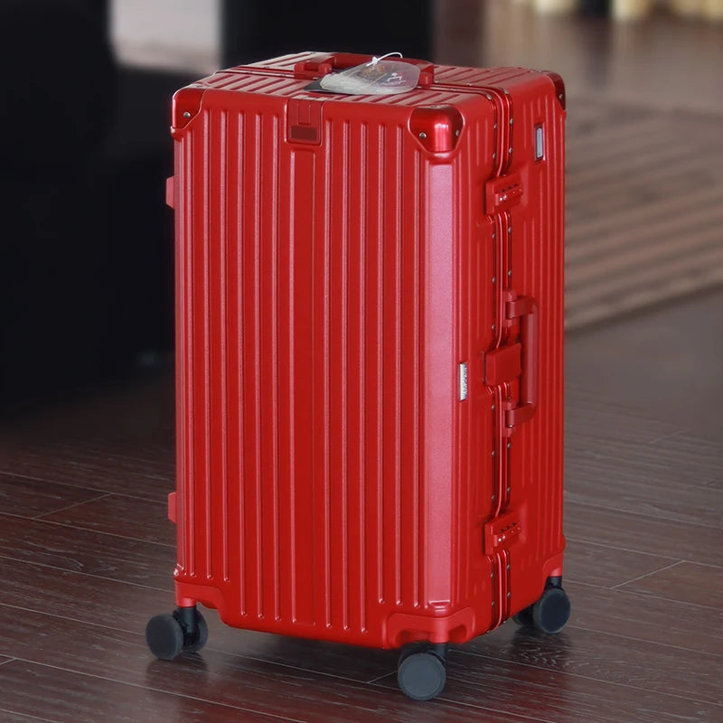 Aluminum Frame Suitcase Large Capacity — Black | KIMLUD