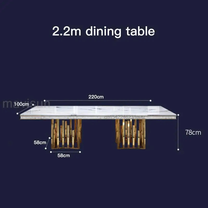 Luxury White Marble Dining Table And Chair Combination Rectangular Kitchen Tables Italian Type Large Concise Modern Furniture