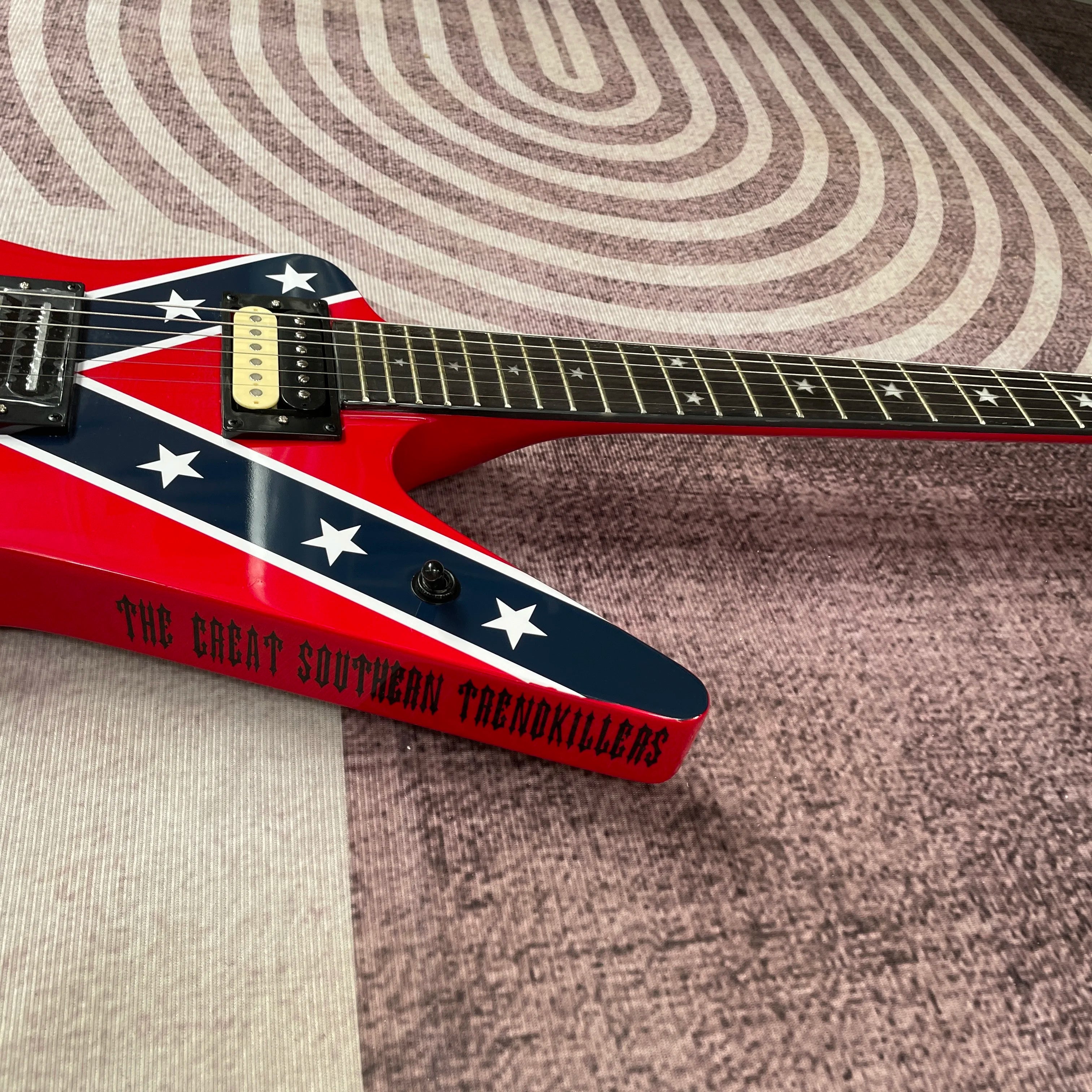 Custom Electric Guitar Handcrafted Dimebag Style Floyd Rose Tremolo With Bar — Red | KIMLUD
