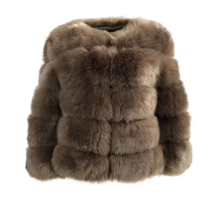 Faux Fur Coats Women Short Coat Jackets Elegant Jacket  Autumn Winter Y2k Furry Outerwear Mom Splice Thick Warm Coffe Coats