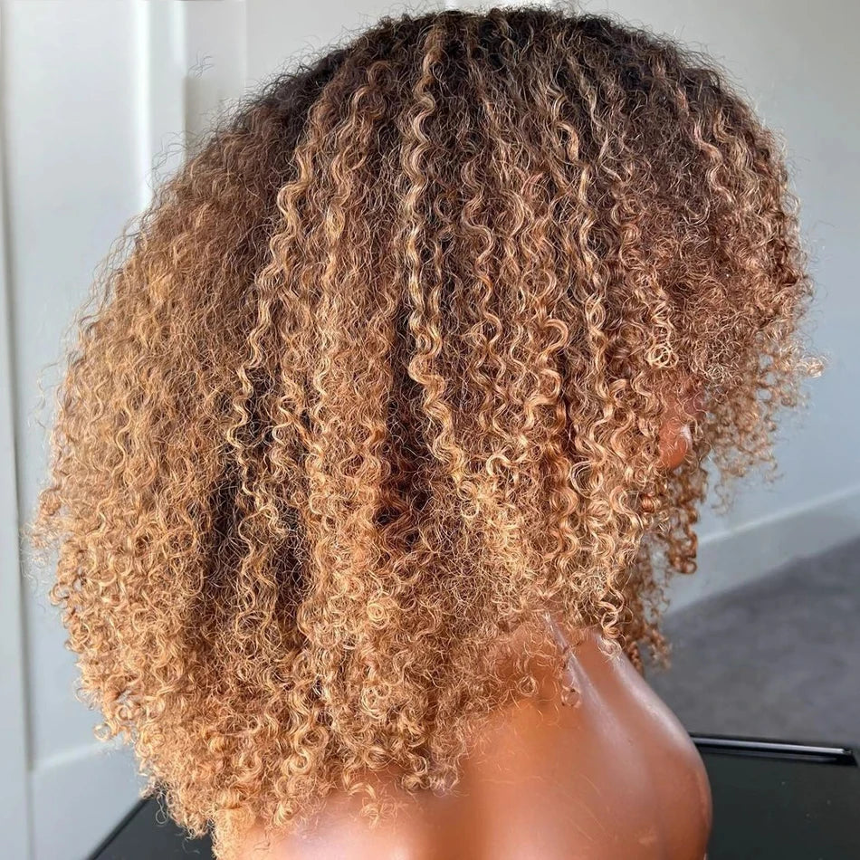 Wig Short Curly Bob Wigs And Extensions Glueless — Highlight Blonde | KIMLUD