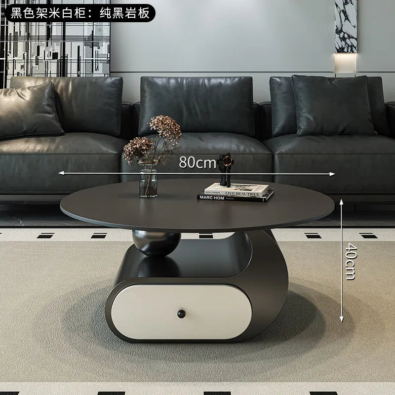 Italian Minimalist Coffee Table With Storage — Cream | KIMLUD