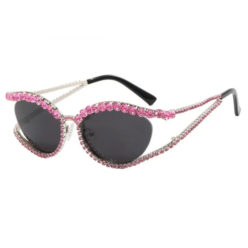 Diamond Hollow Sunglasses Concave Shape — Black | KIMLUD