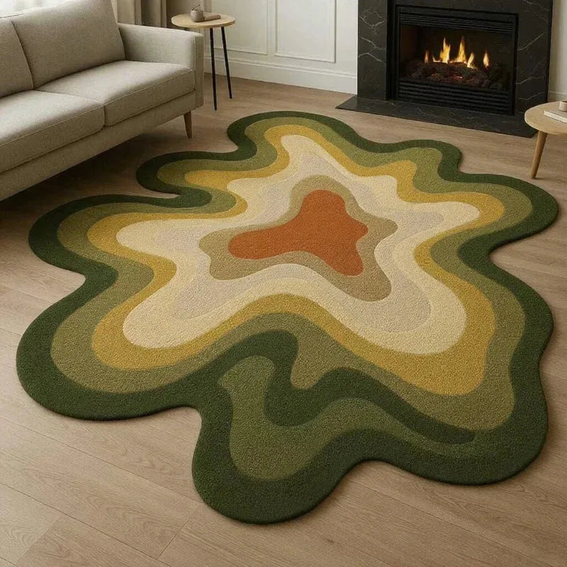 Abstract Plush Rug Irregular Shape — Navy | KIMLUD