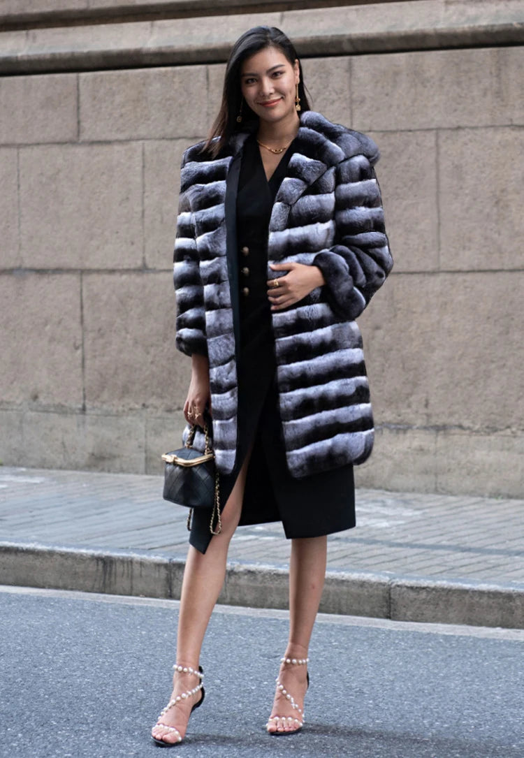 New Women's Faux Chinchilla Fur Coat Hooded Warm And Comfortable Autumn And Winter Faux Fur Coat Women