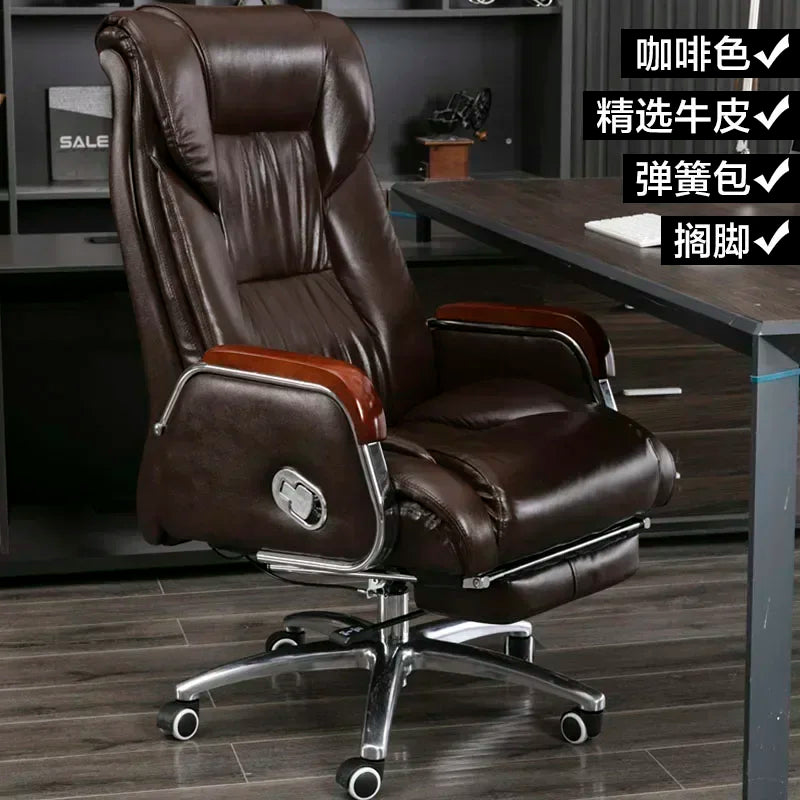 Retro Executive Leather Chair Armchairs Editor Choises Fashion Aluminium Office Chair Working Relax Silla Escritorio