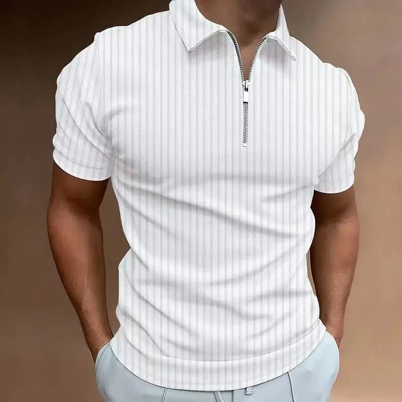 Polo Shirt – Zipper Detail – Viscose – White | KIMLUD