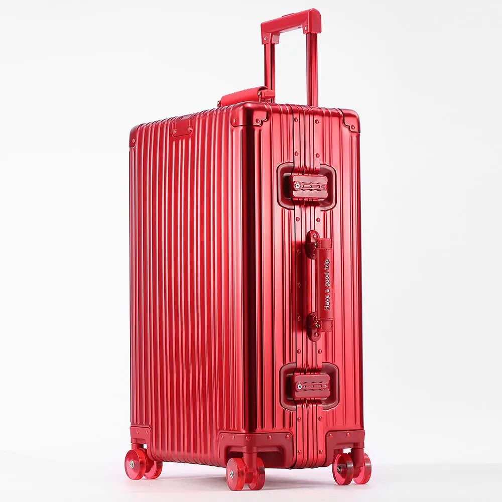 New All Aluminum-magnesium Alloy Suitcase with Spinner Wheel TSA Lock Leather Handle 20/24/29'' Travel Case Bag Rolling Luggage
