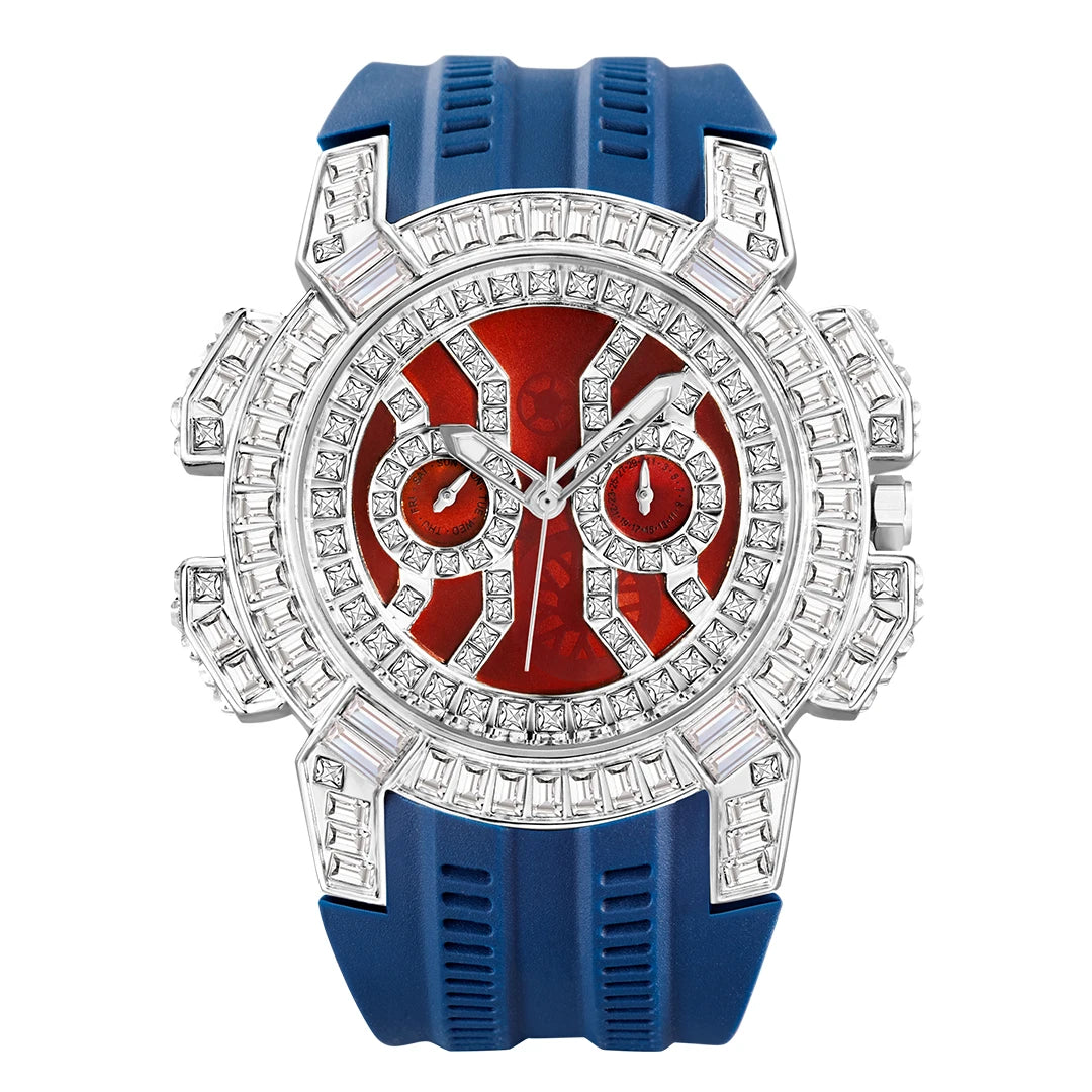 MISSFOX New Red Quartz Watch For Men Luxury Hip Hop Streetwear Clock Waterproof Diamond Watches AAA Quartz Men's Wristwatches
