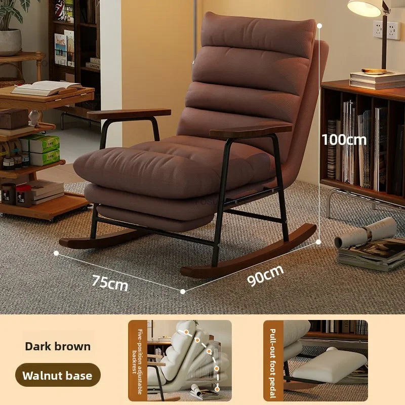 Modern Adjustable Backrest Leisure Living Room Chairs Luxury Rocking Chair for Bedroom Small Apartment Armchair Home Furniture