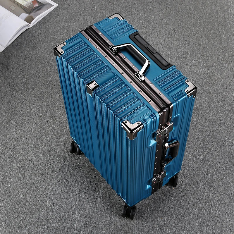 Aluminum Frame Suitcase 20 inch Boarding Cabin Rolling Luggage Trolley Case Password Suitcases on Wheels Men and Women Students