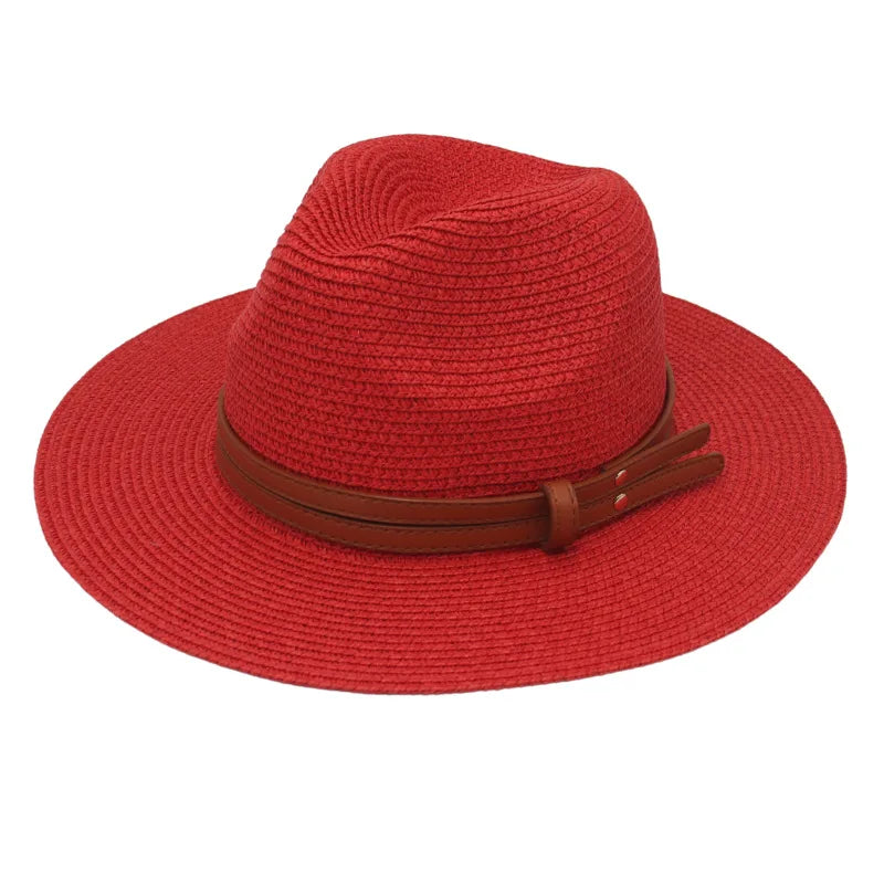 Straw Panama Sun Hat Grass-Knitted Breathable — Natural | KIMLUD