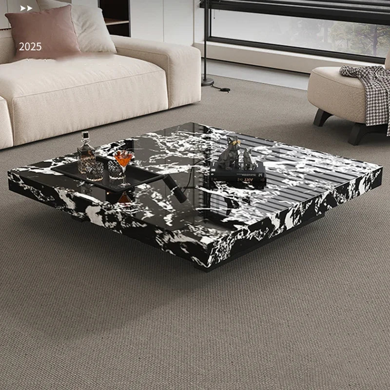 Rock Slab Coffee Table Rectangular Countertop — White | KIMLUD
