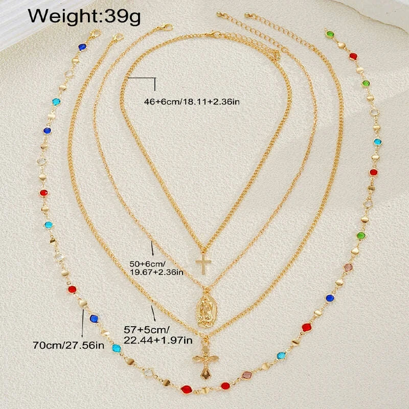 4pcsset-cross-colorful-crystal-necklaces-for-women-simple-gold-silver-color-y-shaped-pendant-necklace-set-new-christian-jewelrykimludkimlud-35576748