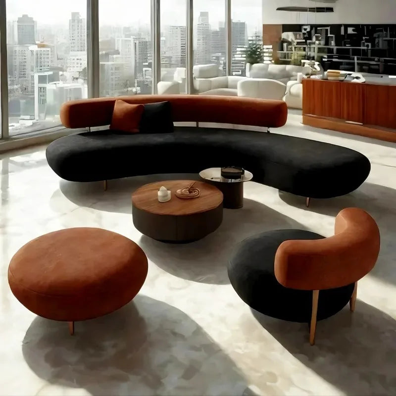 Round Curved Living Room Sofas Pouf Armchair Couch Lazy Office Living Room Sofas Recliner Sectional Muebles Library Furniture