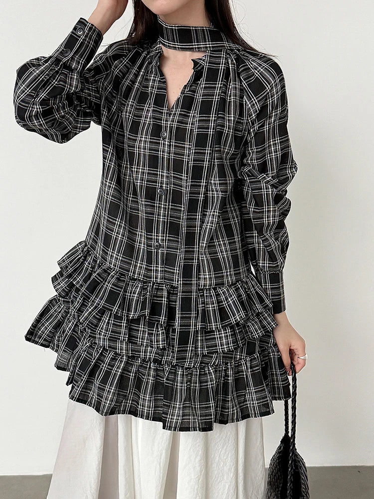 Blouse – V-Neck Long Sleeve – Jersey – Black | KIMLUD