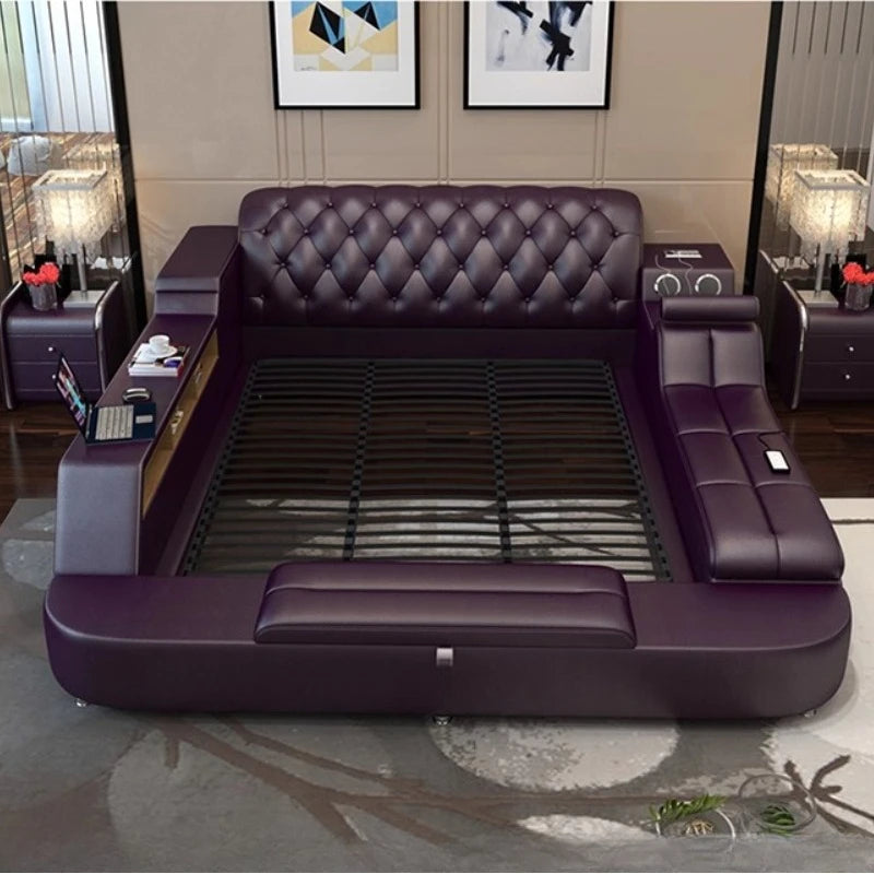 Massage chair double beds frame headboard frame twin luxury multifunctional beds king size storage modern bedroom furniture