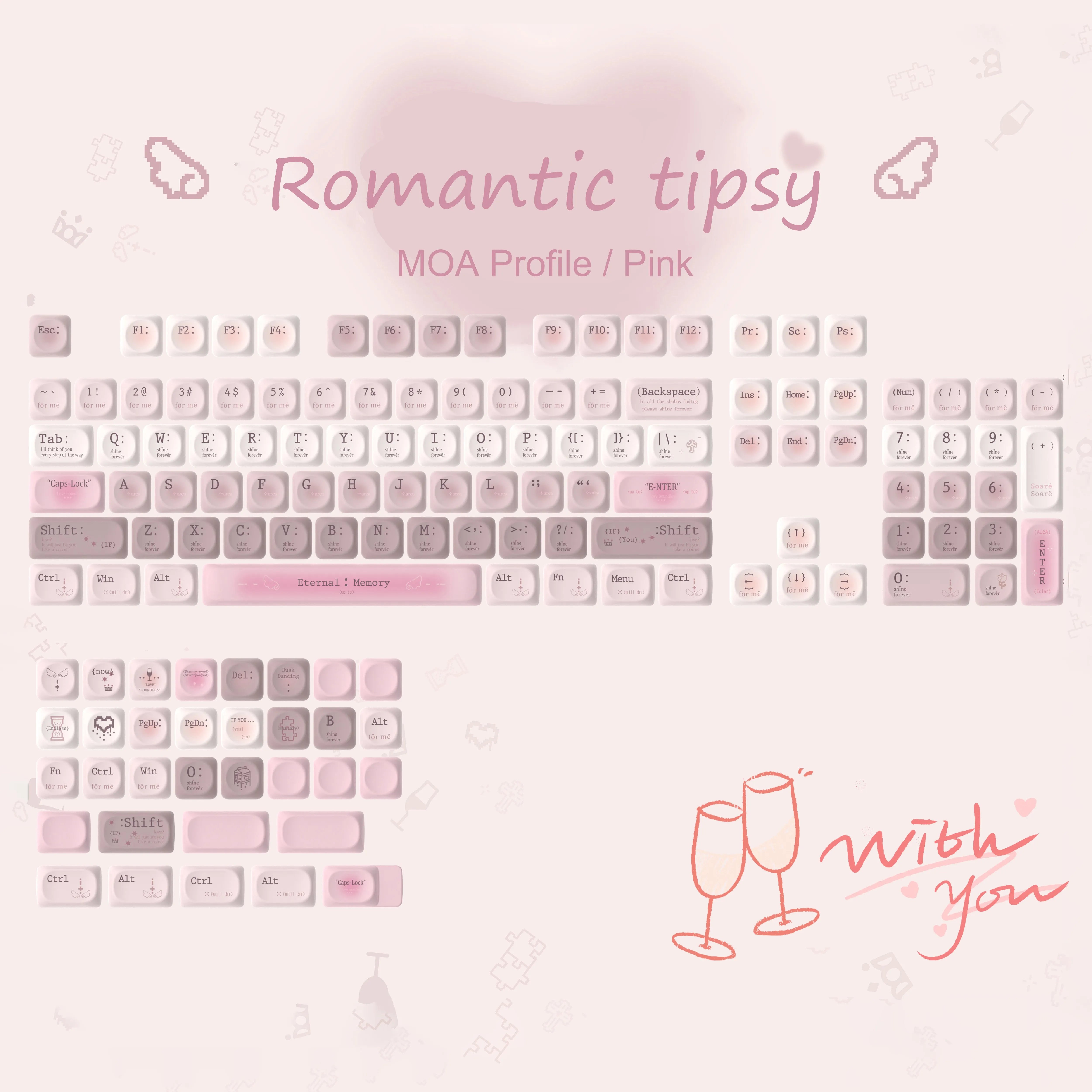 125 Keys Milky Way White Dye-Sublimation Keyboard Keycaps MOA Profile Cute PBT Key cap for Cherry MX Switches Gaming Keyboard