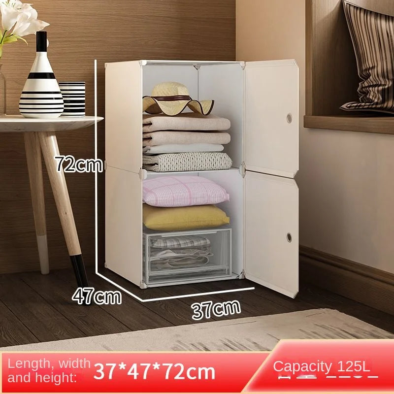 Plastic Wardrobe Collapsible with Large Space — White | KIMLUD