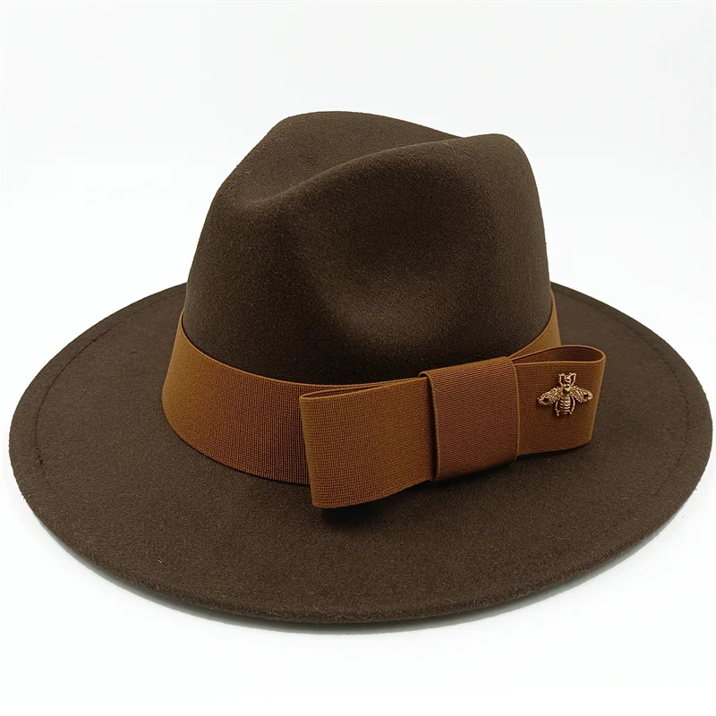 Low price wholesale Fedora hats Winter jazz monochrome bow elastic band men and women red jazz hats Fedora hats sombrero hombre - KIMLUD