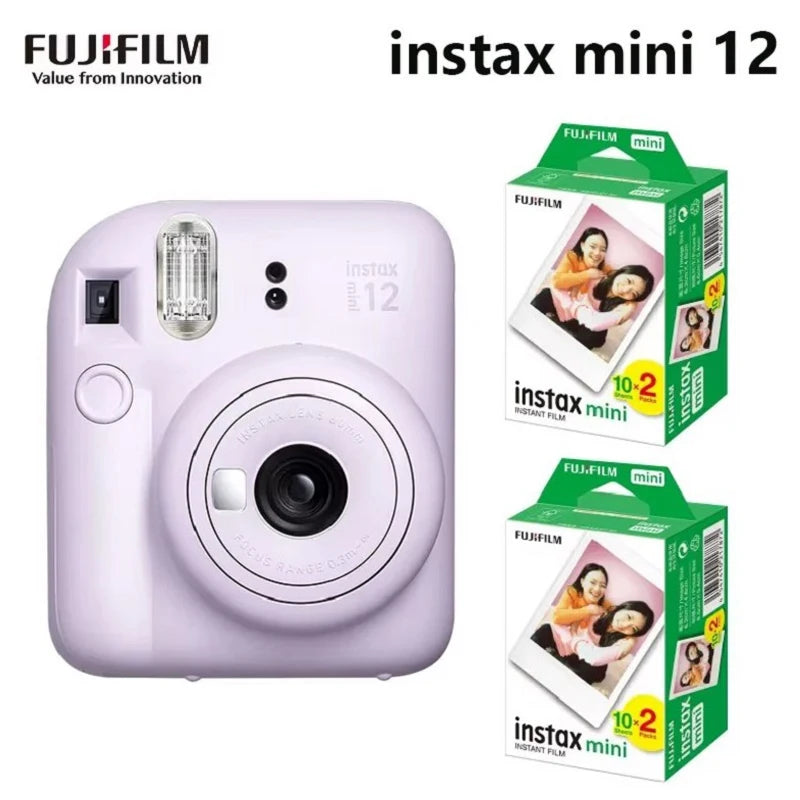 Genuine Fujifilm Instax Mini 12 Instant Camera With 20 Sheets Mini Film Paper Camera Shoulder Strap Bag Accessories Gift Suit
