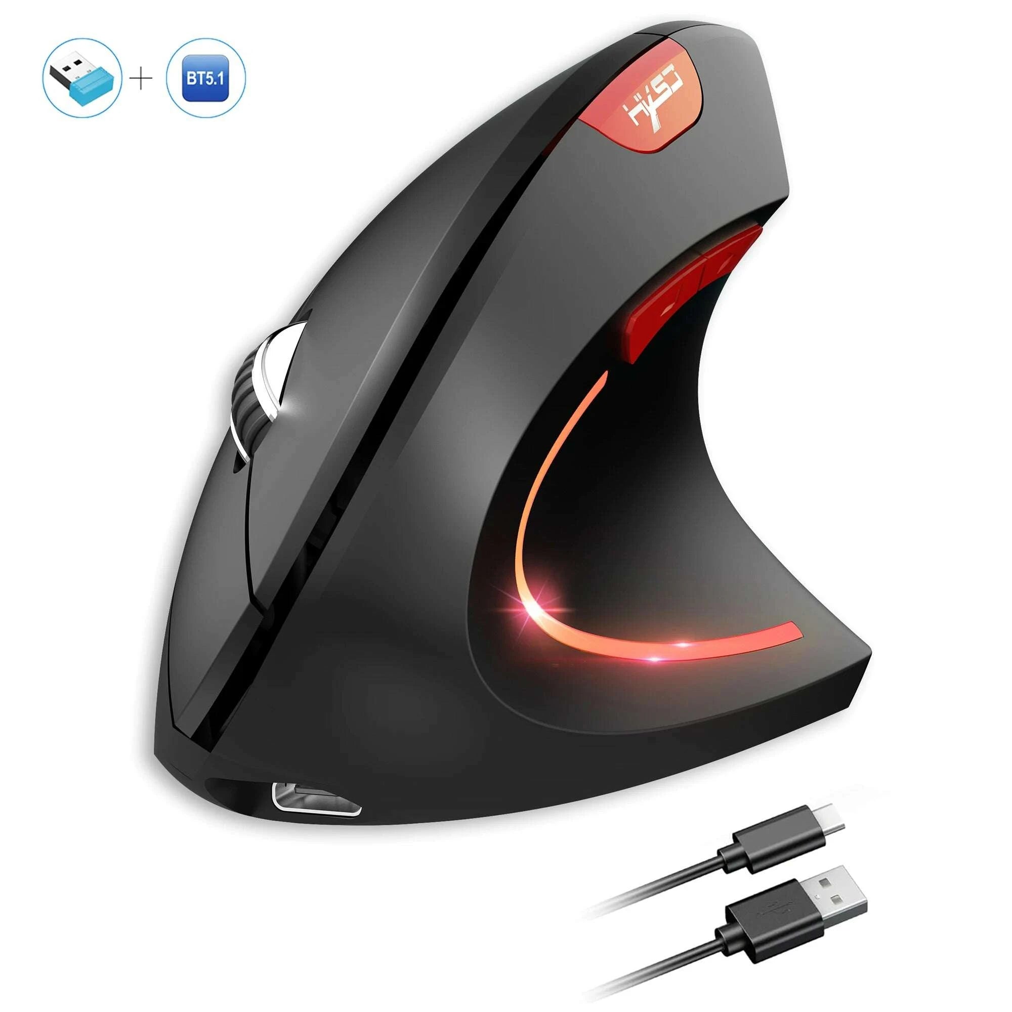 KIMLUD, 2025 New arrival HXSJ dual mode vertical mouse ergonomic ABS 600mAh rechargeable 2400DPI  Type-c interface wireless mouse for pc, KIMLUD Womens Clothes