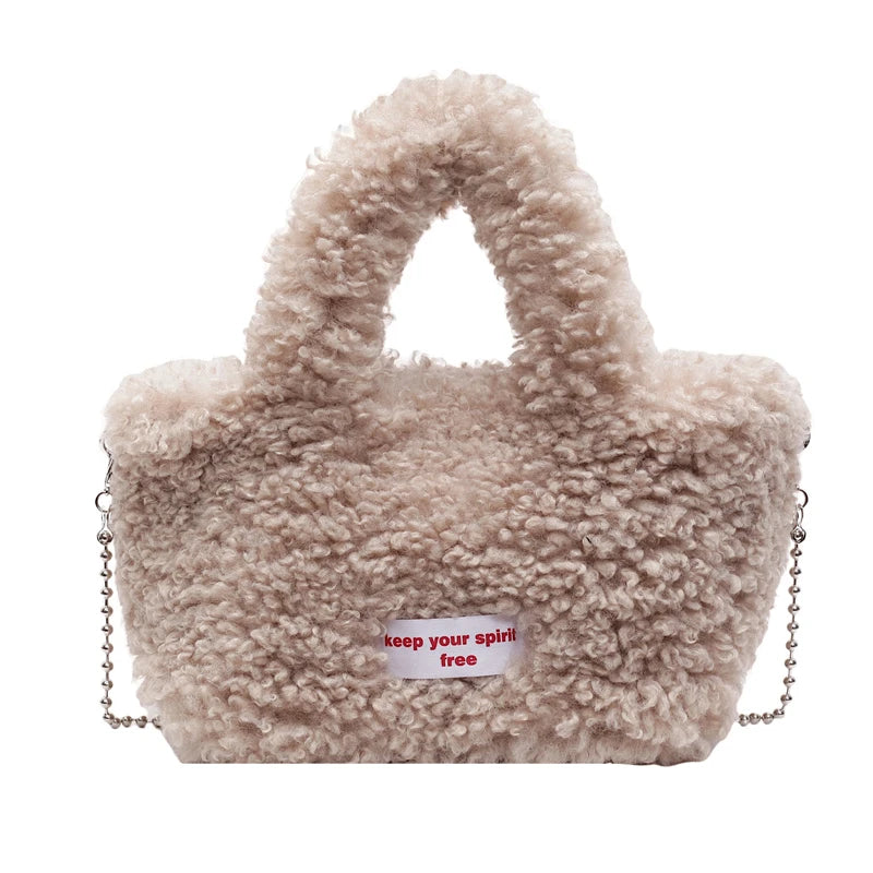 Zipper Sweet Plush Velvet Shoulder Bags for Women Cute Autumn and Winter 2025 New Solid Color Versatile Youth Women's Handbag