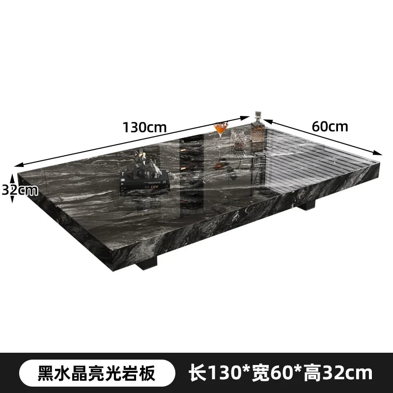 Rock Slab Coffee Table Rectangular Countertop — White | KIMLUD