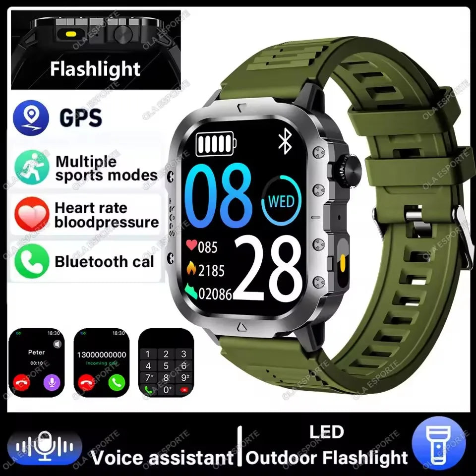 Xiaomi Military Smart Watch Men Waterproof Outdoor Sports Tracker LED Flashlight Bluetooth Call Men Smartwatch For Android iOS