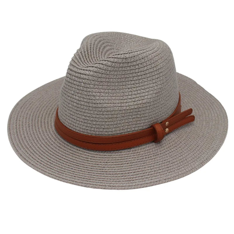 Straw Panama Sun Hat Grass-Knitted Breathable — Natural | KIMLUD