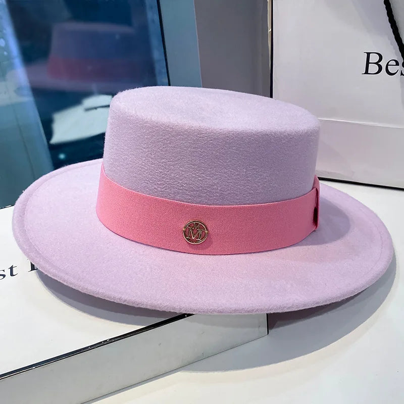 Fedora Hats for Women Fashion Elegant Bowler Dress Caps Panama Church Wedding Ribbon Band Hat Men Felt Jazz Hat