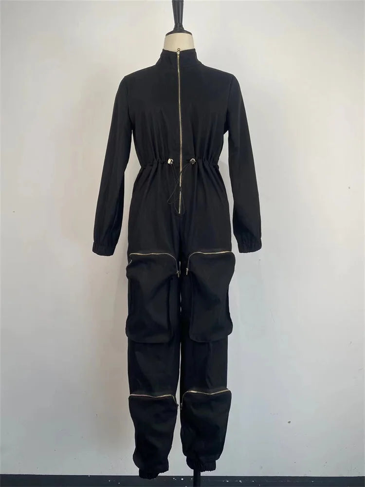 Jumpsuit – Zipper Cargo Design – Broadcloth | KIMLUD