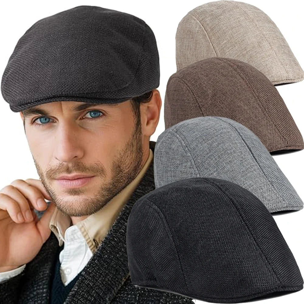 British Style Beret Hat Painter Cap for Men — Black | KIMLUD