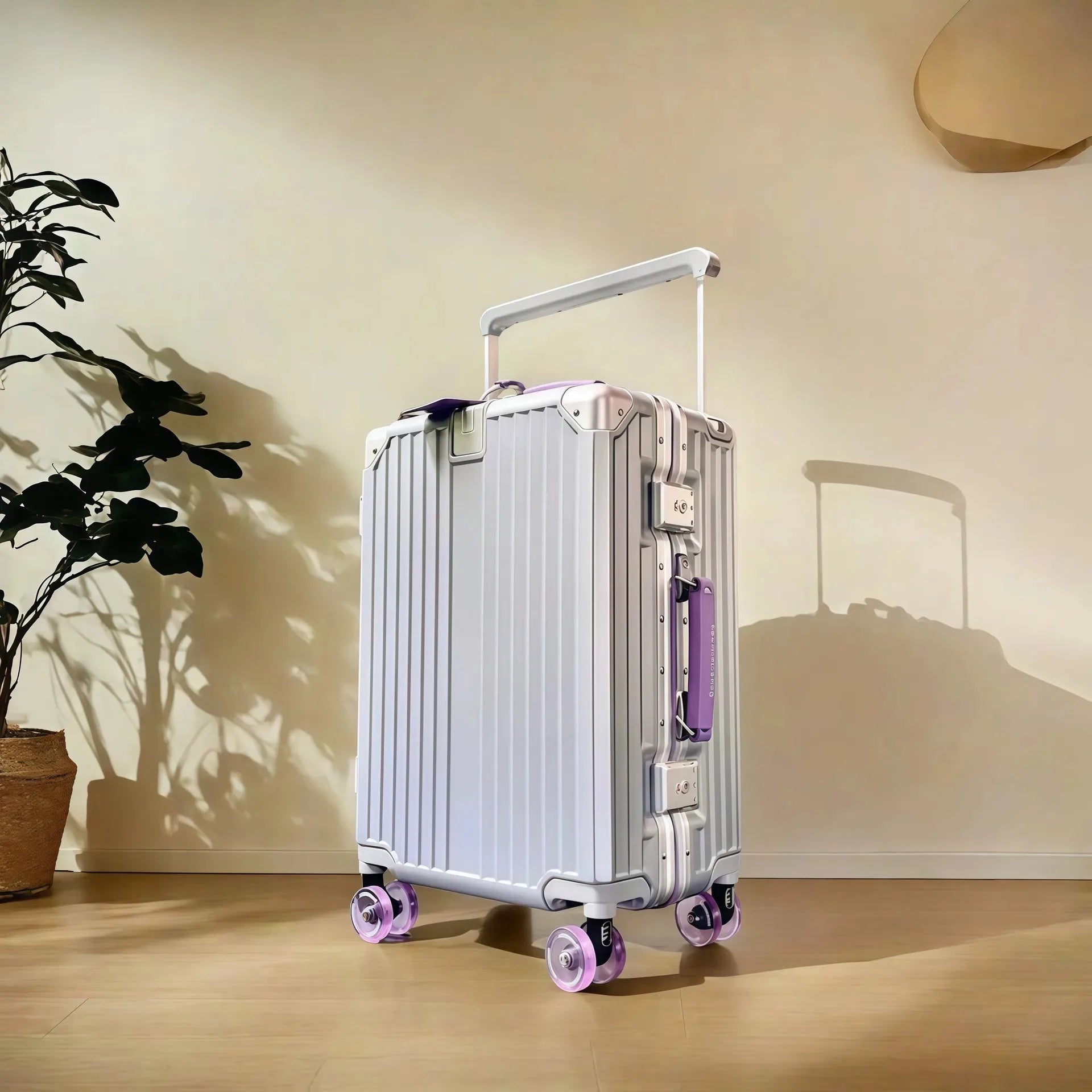 Wide Handlebar Travel Balance Trolley Suitcase with Colorful Silent Wheels TSA Lock Rolling Luggage Large Capacity PC Material