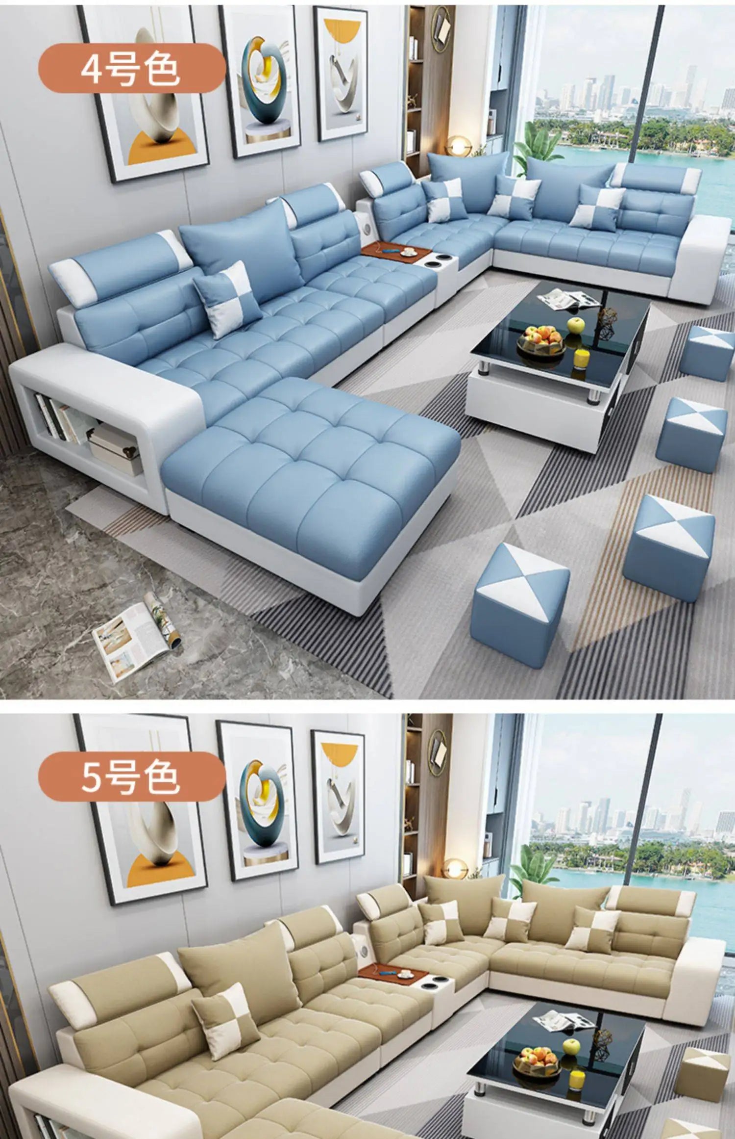 Latex Nano Three-Proof Fabric Sofa Modern Living Room — Slate Grey | KIMLUD