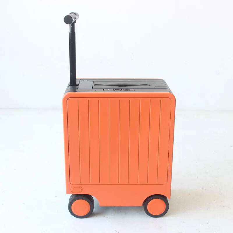 Electric Carry-On Scooter Luggage Follows You Through Terminals — Black with Orange Edge | KIMLUD
