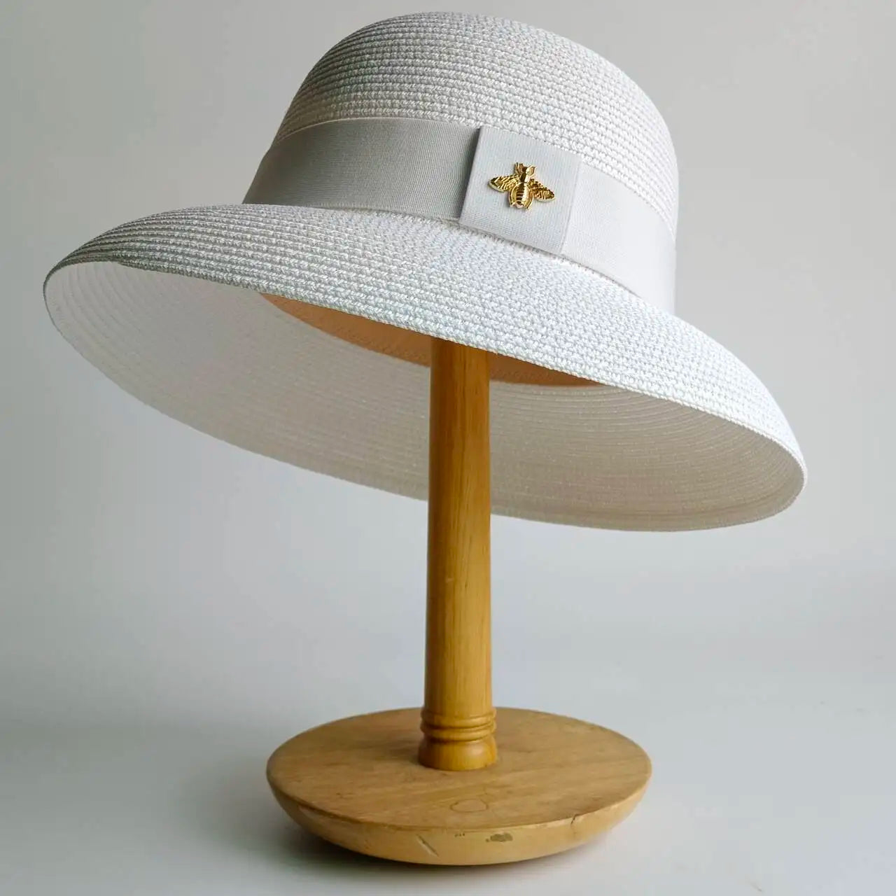 Straw Hepburn Style Solid Sun Hat — Natural | KIMLUD