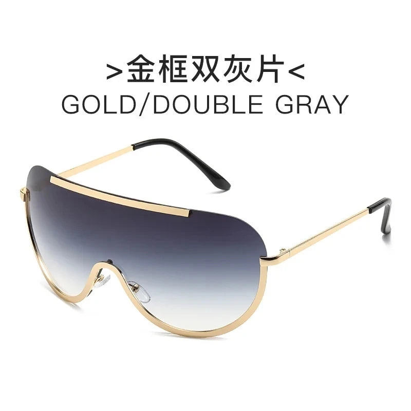Oversized Punk Sunglasses Metal Frame — Black | KIMLUD