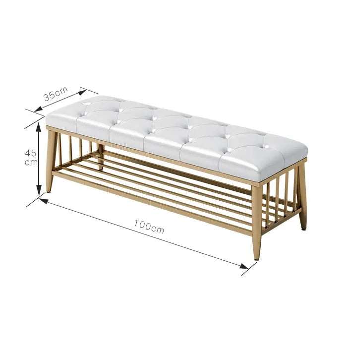 Modern Entryway Metal Shoe Cabinet Luxury Living Room Sofa Stool with Cushion Scandinavian Changing Stool Home Hall Furniture