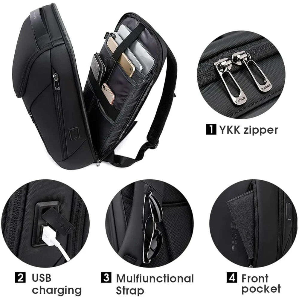 KIMLUD, BANGE Business Backpacks Laptop 15.6 inch Multifunctional WaterProof Big Capacity Daily Work Male Backpack School Bag Mochila, KIMLUD Womens Clothes