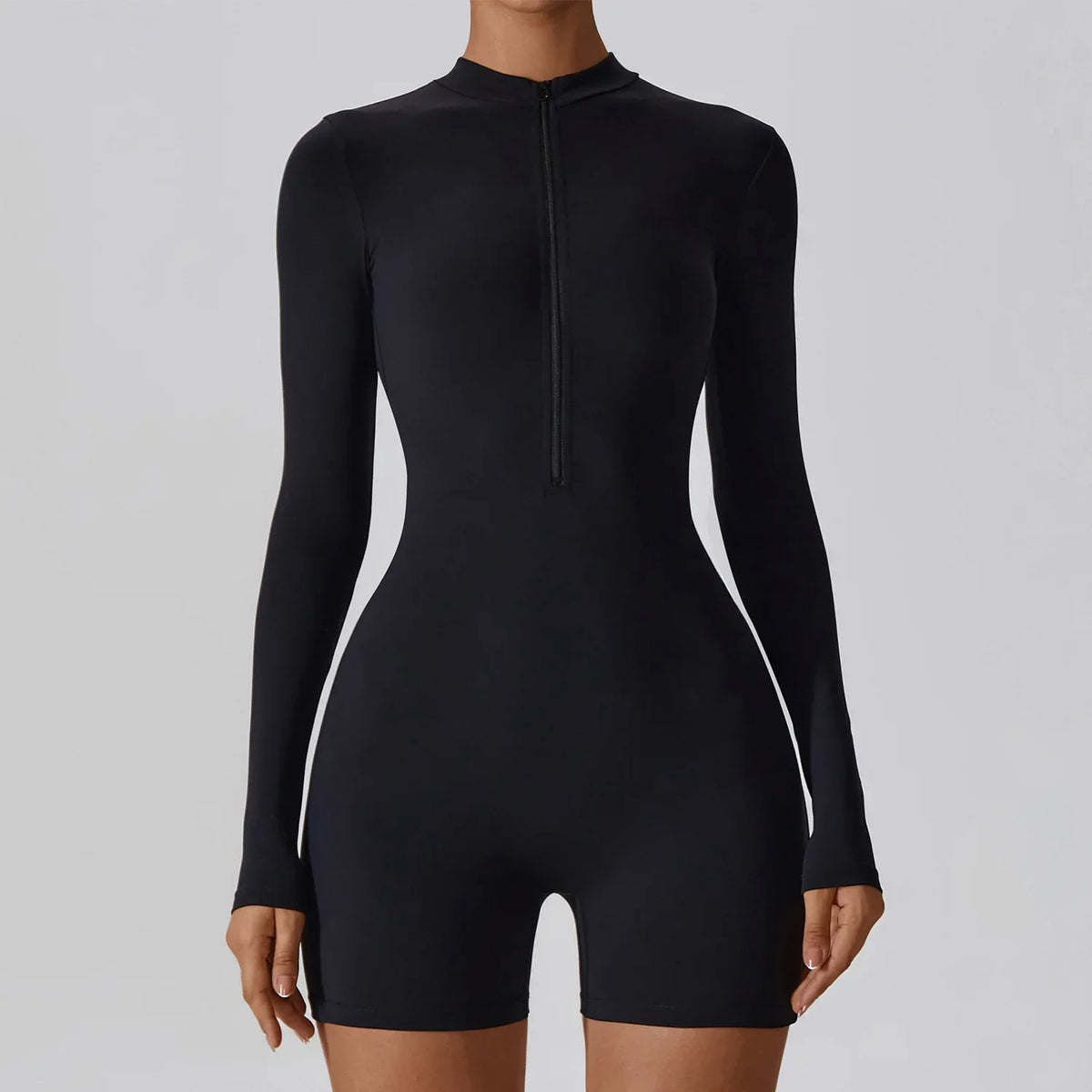 Yoga Jumpsuit – Seamless Zipper – Polyester Long Sleeve | KIMLUD