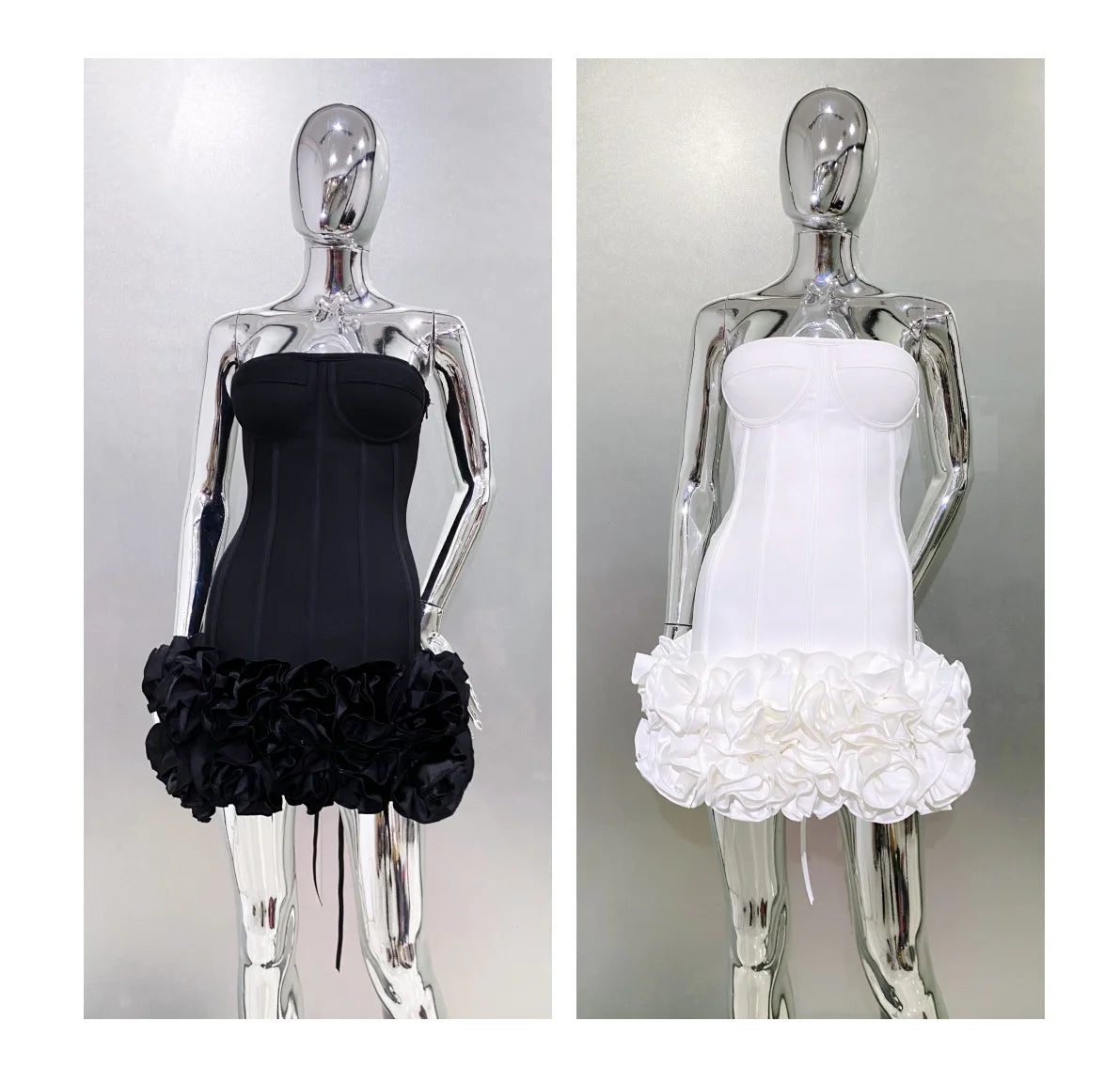 Stereoscopic Flowers Back Laceing Strapless Red Bandage Mini Evening Dress Sweet Woman Birthday Party Dress Performance costume