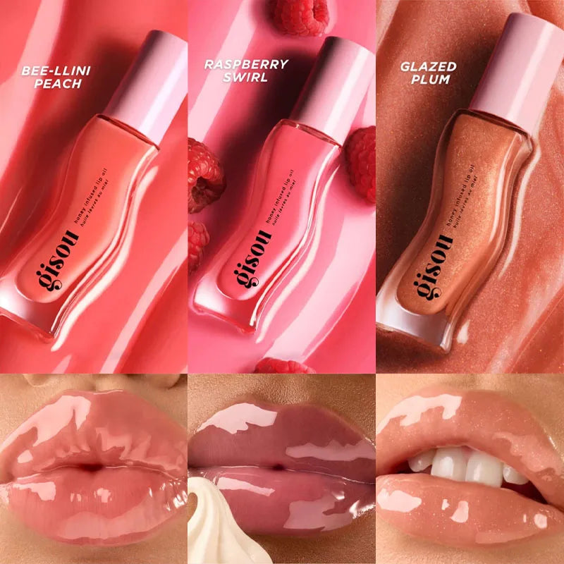 Glazed Lip Balm Lip Oil Gloss Hybrid Nourishing Honey-Infused Shine — Plum | KIMLUD