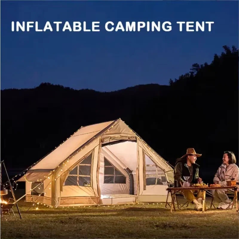 A Duct Pole Inflatable Camping Tent Foldable Luxury Cabin Modeling 5-8 People Party Picnic Family
