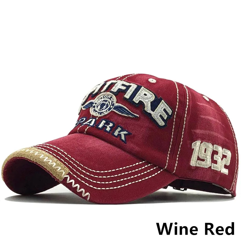Washed Cotton-Poly Baseball Cap Embroidered Letter — Red | KIMLUD