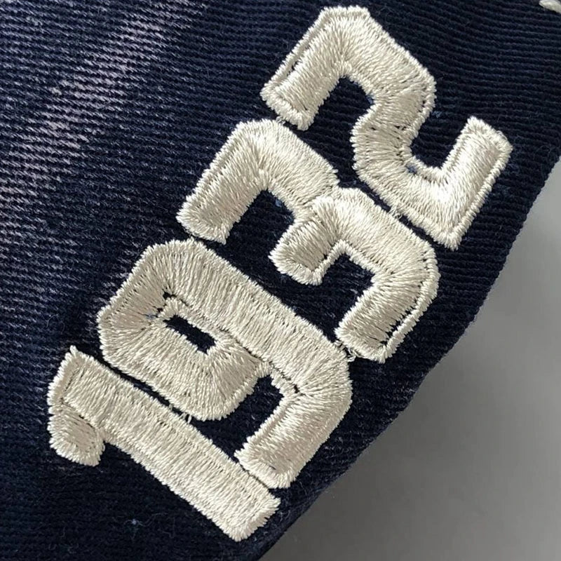Washed Cotton-Poly Baseball Cap Embroidered Letter — Red | KIMLUD